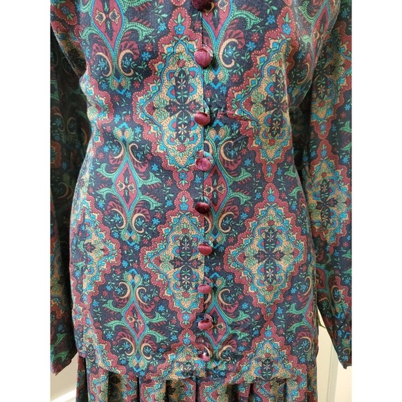 Vintage Kathie Lee Collection Multicolor Rayon Long Sleeve Knee Length Dress L - Picture 3 of 11